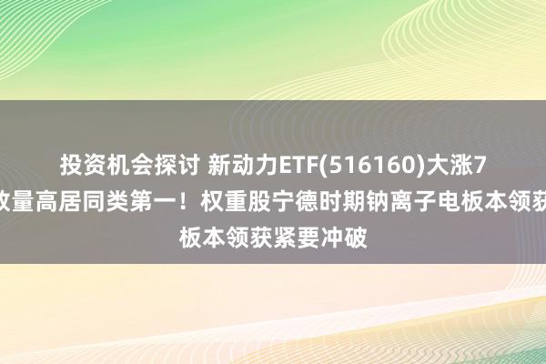 投资机会探讨 新动力ETF(516160)大涨7%，成交放量高居同类第一！权重股宁德时期钠离子电板本领获紧要冲破