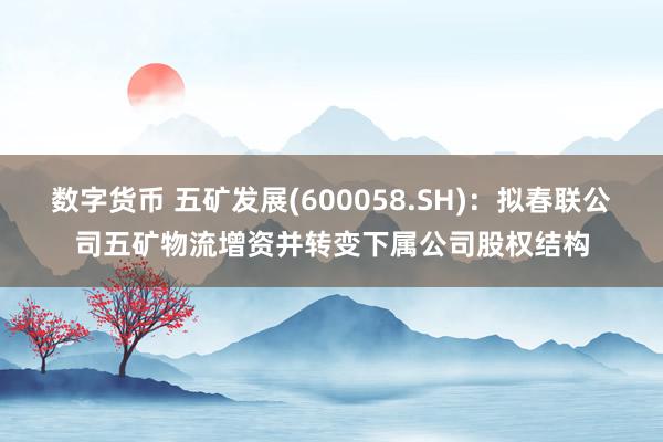 数字货币 五矿发展(600058.SH)：拟春联公司五矿物流增资并转变下属公司股权结构