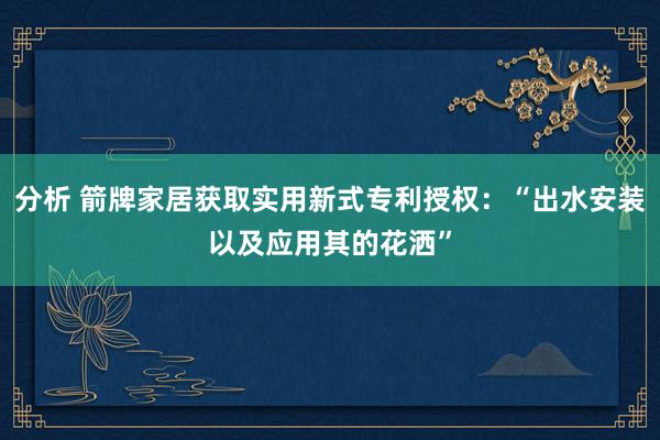 分析 箭牌家居获取实用新式专利授权：“出水安装以及应用其的花洒”