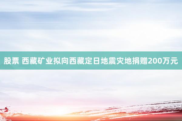 股票 西藏矿业拟向西藏定日地震灾地捐赠200万元