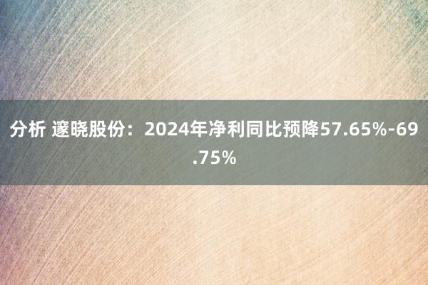 分析 邃晓股份：2024年净利同比预降57.65%-69.75%