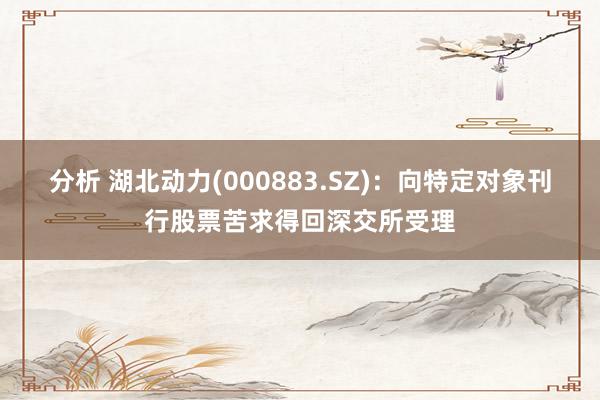 分析 湖北动力(000883.SZ)：向特定对象刊行股票苦求得回深交所受理