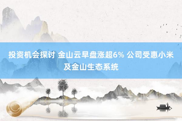 投资机会探讨 金山云早盘涨超6% 公司受惠小米及金山生态系统