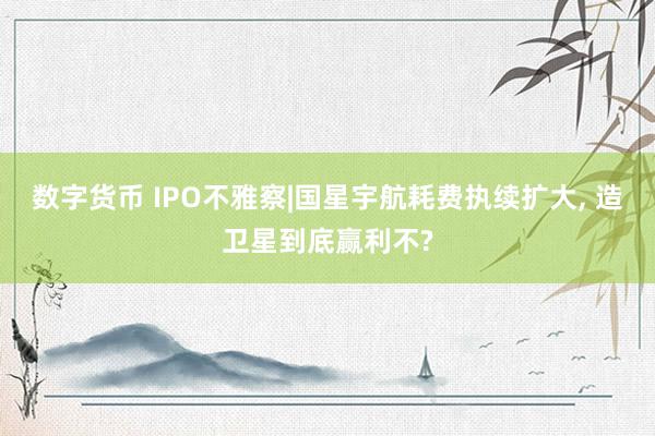 数字货币 IPO不雅察|国星宇航耗费执续扩大, 造卫星到底赢利不?