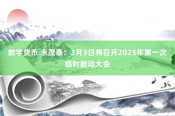 数字货币 永茂泰：3月3日将召开2025年第一次临时鼓动大会