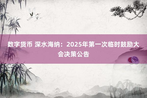 数字货币 深水海纳：2025年第一次临时鼓励大会决策公告