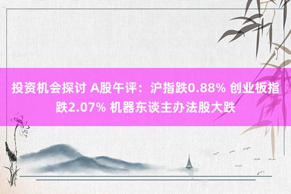 投资机会探讨 A股午评：沪指跌0.88% 创业板指跌2.07% 机器东谈主办法股大跌