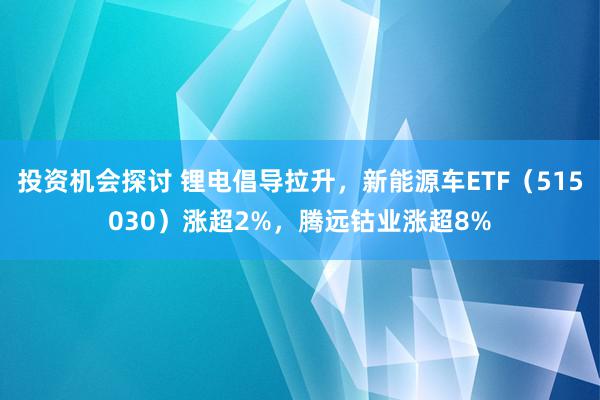 投资机会探讨 锂电倡导拉升，新能源车ETF（515030）涨超2%，腾远钴业涨超8%