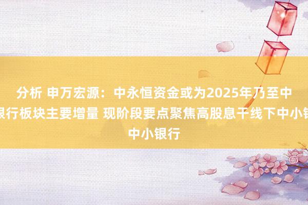 分析 申万宏源：中永恒资金或为2025年乃至中期银行板块主要增量 现阶段要点聚焦高股息干线下中小银行