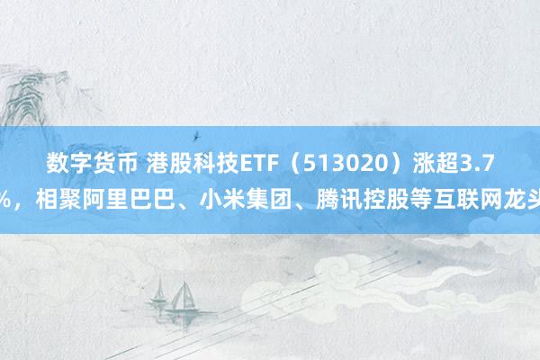 数字货币 港股科技ETF（513020）涨超3.7%，相聚阿里巴巴、小米集团、腾讯控股等互联网龙头