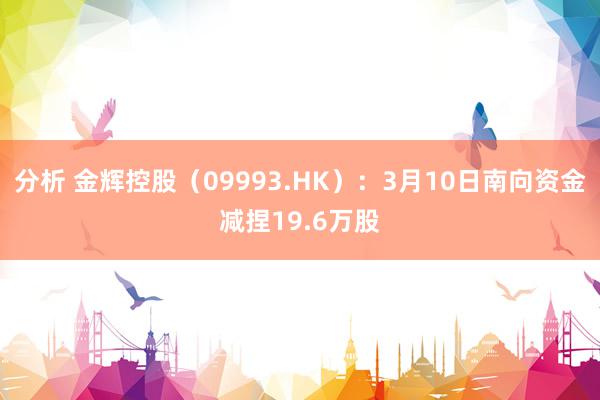 分析 金辉控股（09993.HK）：3月10日南向资金减捏19.6万股