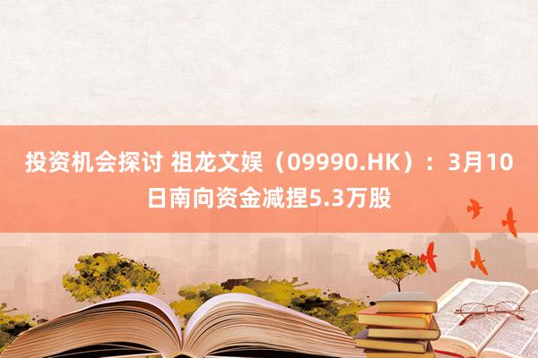 投资机会探讨 祖龙文娱（09990.HK）：3月10日南向资金减捏5.3万股