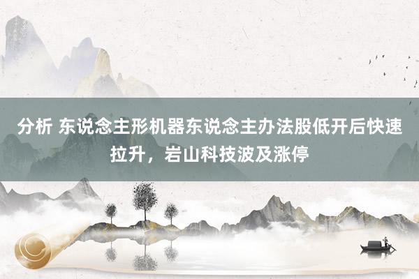 分析 东说念主形机器东说念主办法股低开后快速拉升，岩山科技波及涨停