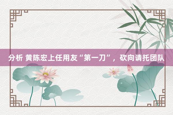 分析 黄陈宏上任用友“第一刀”，砍向请托团队